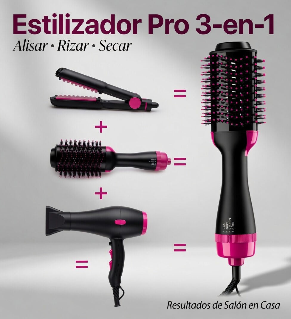 Cepillo 3 en 1™️ Peina - Seca - Alisa